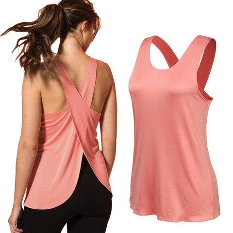 Yoga Shirt Women Gym Shirt Quick Dry Sports Shirts Cross Back Gym Top Women's Fitness Shirt Sleeveless Sports Top Yoga Vest