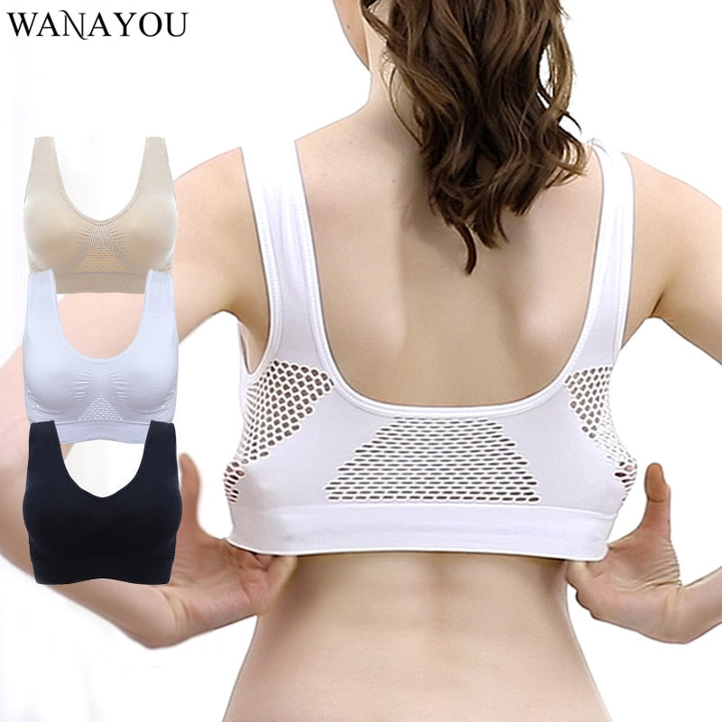 Summer Women Sports Bras Elastic Shockproof Yoga Bra Padded Gym Workout  Vest Tops Running Underwear Hollow