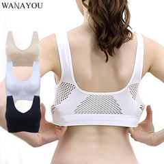 WANAYOU Breathable Sports Bras,Women Hollow Out Padded Sports Bra Top,S-2XL XXXL Plus Size Gym Running Fitness Yoga Sports Tops