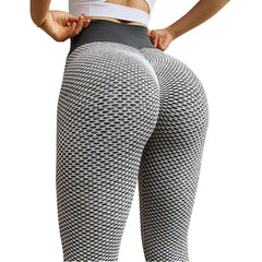 CHRLEISURE Grid Tights Yoga Pants Women Seamless High Waist Leggings Breathable Gym Fitness Push Up Clothing Girl Yoga Pant