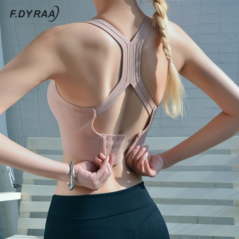 Breathable Sexy Sports Underwear Shockproof Crop Top Anti-sweat Fitness Top  Women Yoga Bra Push Up Sport Top Gym Workout Top 