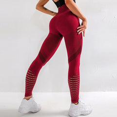 High Waist Fitness Gym Leggings Women Seamless Energy Tights Workout Running Activewear Yoga Pants Hollow Sport Trainning Wear