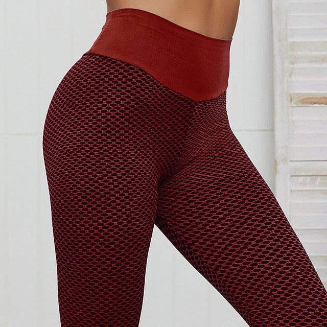 Grid Tights Yoga Pants, Women Seamless High Waist Leggings, Breathable Gym  Fitness Push Up Clothing Girl Yoga Pant