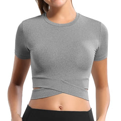 Women Long Sleeve Running Shirts Sexy Exposed Navel Yoga T-shirts Solid Sports Shirts Quick Dry Fitness Gym Crop Tops Sport Wear